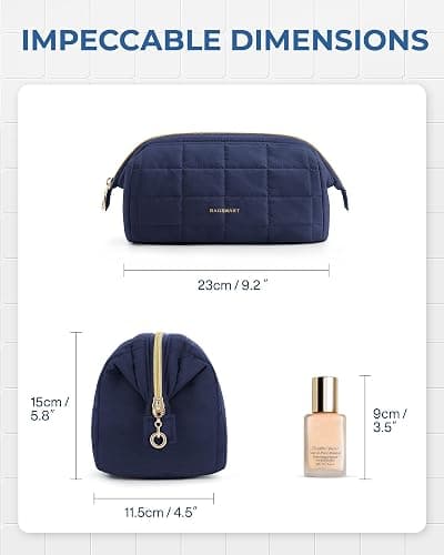 BAGSMART Makeup Bag Travel Toiletry Bag, Puffy Padded Make Up Bags for Women Makeup Organizer Case, Wide-open Pouch Purse Travel Essentials Toiletries Accessories Brushes, Navy Blue thumbnail 5