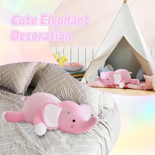 CSVBTRF Weighted Stuffed Animal, 4.2 lbs 23" Elephant Plush Hugging Pillow for Kids Gift - Elephant Stuffed Animals thumbnail 4