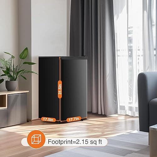 Sweetcrispy 3.2 Cu.Ft Mini Fridge with Freezer Small Refrigerator Single Door Adjustable Thermostat Energy-efficient Low Noise, Compact Fridge for Bedroom, Office, Dorm (Black) - Black thumbnail 5