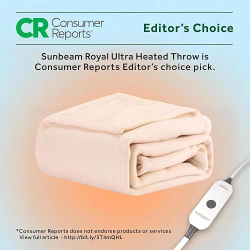 Sunbeam Royal Ultra Fleece Heated Electric Blanket Twin Size, 84" x 62", 12 Heat Settings, 12-Hour Selectable Auto Shut-Off, Fast Heating, Machine Washable, Warm and Cozy, Matcha thumbnail 6