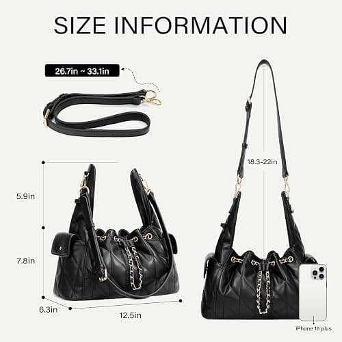 CLUCI Slouchy Hobo Bags for Women, Vegan Leather Shoulder Purse Tabby Handbag with Adjustable Strap Crumpled Quilted Tote Bag thumbnail 4