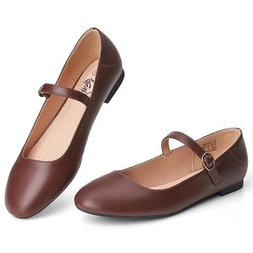 Trary Mary Jane Ballet Flats, Black Flats for Women, Ankle Strap Dressy Comfortable Flats - Image 1