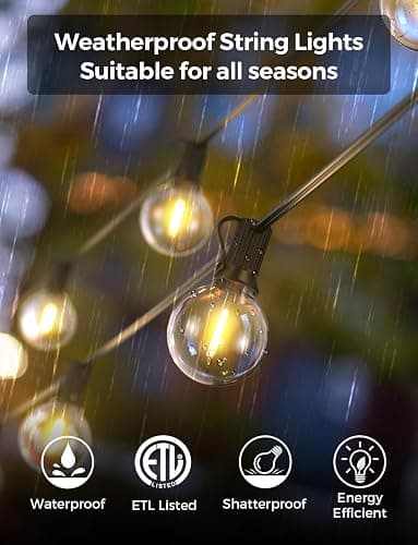 XMCOSY+ Patio Lights, Smart 50Ft Outdoor String Lights with 25 Dimmable G40 Globe Bulbs, APP Control, Work with Alexa, Connectable Waterproof LED Outdoor Light thumbnail 5
