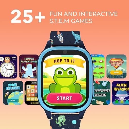 PlayZoom 4 Kids Smartwatch, Educational Tech Toy – 25+ Games, Selfie Camera, Audiobooks, Step Tracker, Water‑Resistant, Parental Controls, Long Battery, Ages 4‑12 (Navy Dinosaurs) thumbnail 4