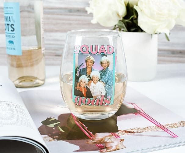 Golden Girls The Squad Goals Stemless Wine Glass | Official TV Show Collectible Drinkware | Novelty Kitchen Gifts, Cocktail Glass For Home Barware | Holds 20 Ounces thumbnail 2