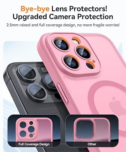 CANSHN Magnetic for iPhone 15 Plus Case, Upgraded [Full Camera Protection] [Compatible with Magsafe] [Translucent Matte] Shockproof Protective Phone Case for iPhone 15 Plus 6.7" - Pink - Pink thumbnail 4