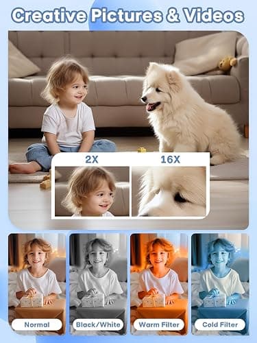 Digital Camera, 44MP Full HD 1080P Point and Shoot Camera with 64GB Card, Anti Shake 16X Zoom Compact Volg Cameras, Portable Small Camara Gift for Kids, Ages Teen Girl Boy - Green thumbnail 4