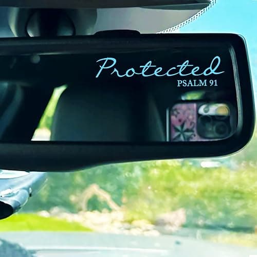 Set 2Pcs Protected Bible Rearview Mirror Decal Bible Verse Christian Jesus Car Decals Water Bottle Window Sticker Vinyl Waterproof 3x0,7 Inches Decal New Car Accessories Gift for Mom Dad Friend - Image 1