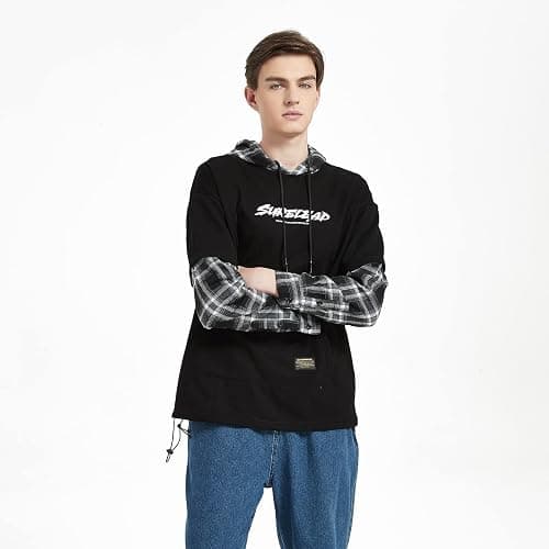 GURUNVANI Japan Style Patchwork Hoodies Men Characters Streetwear Hoodie Men Sweatshirt thumbnail 4