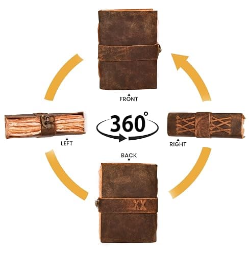 LEATHER VILLAGE Leather Bound Vintage Journal for Women & Men - Book of Shadows - Lock Closure - 200 Pages of Antique Deckle Edges Handmade Paper - Rustic Brown Color - 7 X 5 inches thumbnail 6