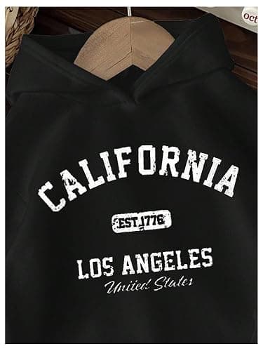 RoseSeek Girl's Preppy Letter Graphic Hoodie Hooded Long Sleeve Sweatshirts Cute Pullover Tops thumbnail 3