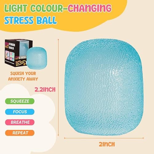 Fidget Toys Stress Balls for Kids & Adults - Changes Color in The Sun - Malt Sugar Squishy Fidget Toys - Slow Rise Gel Ball - Stretchy Squeeze Stress Relief Balls for Anxiety thumbnail 2