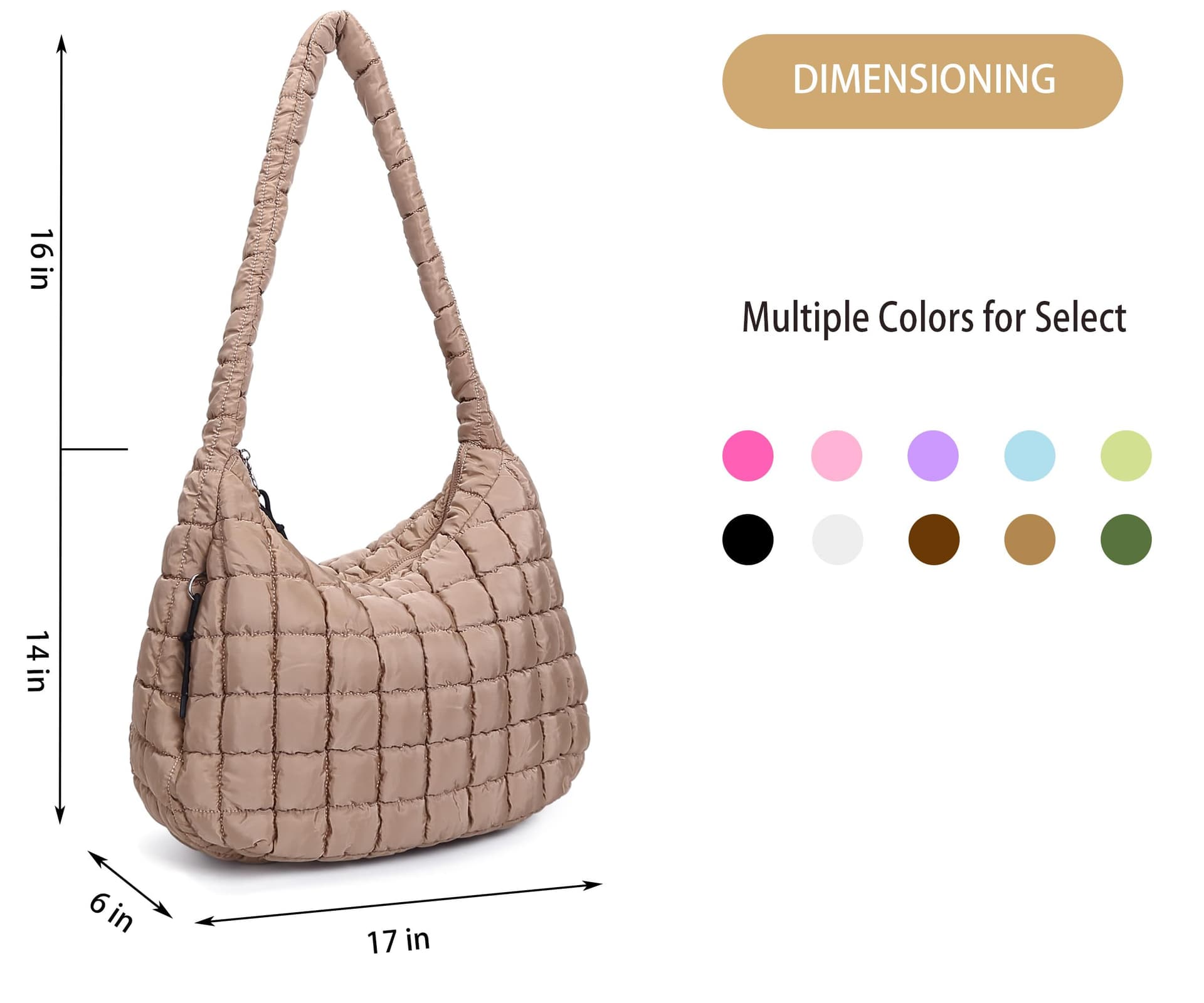 Quilted Tote Bag for Women Large Puffer Carryall Bag Lightweight Puffy Padding Hobo Shoulder Bag Crossbody Ladies Purse thumbnail 2