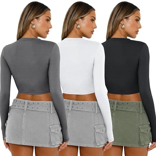 AUTOMET 3 Pack Womens Long Sleeve Shirts Y2K Going Out Crop Tops Cute Basic Slim Fitted Fall Fashion Outfits 2025 Clothes thumbnail 4