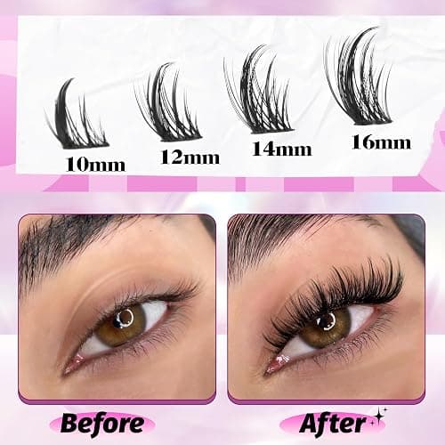 Natural Lash Clusters Kit Spiky Cluster Eyelash Extension Kit 120 Pcs CC-Curly Eyelash Clusters 10-16MM Wispy Individual Lashes Kit with Lash Bond and Seal and Eyelash Tweezers by Mavphnee thumbnail 5