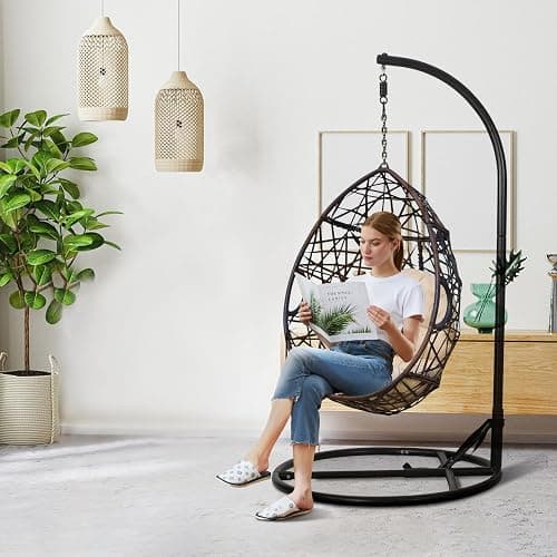 JvFun Heavy Duty Hammock Chair Stand Only, 330 lbs Weight Capacity Hanging Chair Base for Indoor Outdoor Use, Steel Frame, Fits Most Hammock Swing Chairs thumbnail 5
