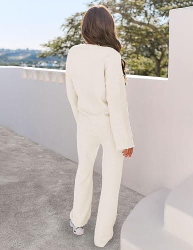 MEROKEETY Women's Lounge Sets 2025 Fall Fashion 2 Piece Outfits Sweater Pajama Set Fuzzy Loungewear Matching Winter Clothes thumbnail 4