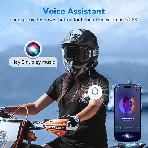 WeClear L1 Motorcycle Bluetooth Headset, Wireless V5.3 HD Audio Speakers, IP67 Motorcycle Headphones, Hands-Free Call/Music/GPS/Fast Charging/Noise Cancellation, Single Person Use thumbnail 7