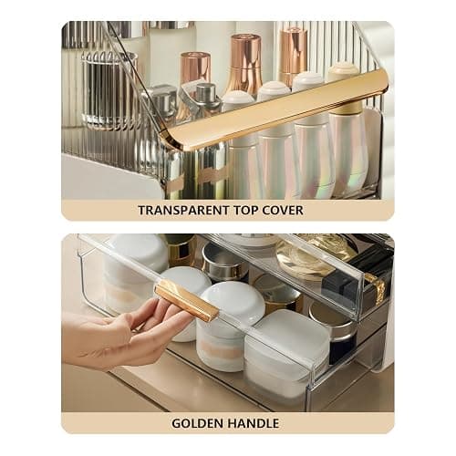 Omeily Large Makeup Organizer Countertop Vanity Organizer Cosmetic Organizer Makeup Storage Box Bathroom Counter Organizer Perfume Skincare Organizers Gift Women Girls Clear Design Easy Visibility thumbnail 5
