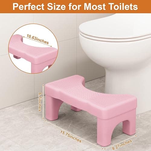 Pink Poop Stool Adult - 7" Toilet Stool with Non-Slip Designs for Squatting in Bathroom thumbnail 2