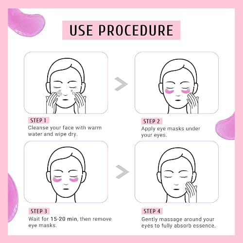 PEAUAMIE Under Eye Patchs Rose Eye Mask for Dark Circles and Puffiness Wrinkle Eye Bags 30 Pairs thumbnail 7