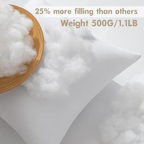 MIULEE Pillows Inserts, Pack of 4 18x18 Inch 100% Virgin Microfiber Filling Throw Pillows for Bed Couch Sofa thumbnail 4