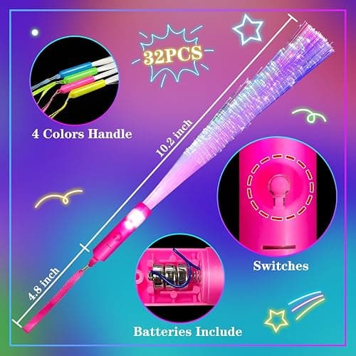 TURNMEON 30 Pcs Colorful Glow Fiber Wands,Toys Glow Sticks Bulk Party Pack for Adults,Glow in the Dark Party Supplies for Patriotic,football ,Wedding, Birthday,Classroom,Concert,Pool carnival thumbnail 4