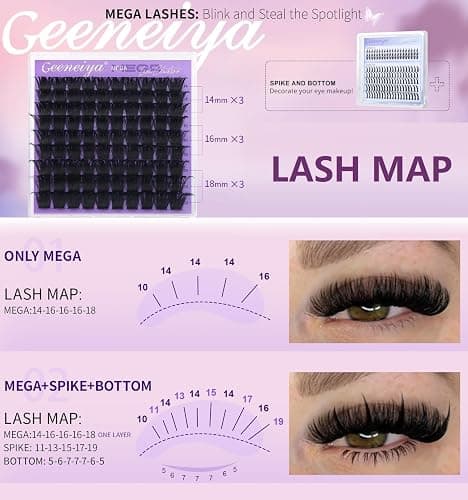 Geeneiya 5 Styles Lash Clusters Kit, Volume/Mega/Full/Bottom Eyelash Clusters Extensions with Lash Bond and Seal, Remover and Lash Extension Tools for Beginners and Proficient, DIY at Home Easily thumbnail 4