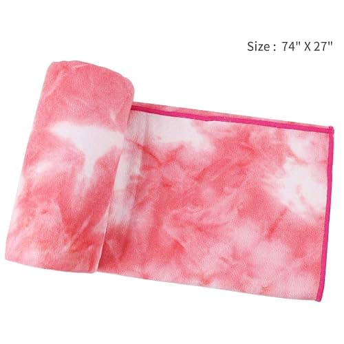DREAM SLIM Hot Non Slip Grip Foldable Skidless Yoga Towel, 24in x 72in, Multicolor - Pink thumbnail 3
