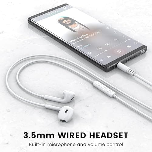 MOSWAG Wired Earbuds, 3.5mm Jack in-Ear Headphones with Microphone Volum Control Clear Calls Suitable for iPhone, iPad, Samsung, Computer, Laptop, School Students, White thumbnail 2