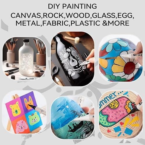 TRANSON 8 Pack Black Brush and Bold Dual-tip Acrylic Paint Marker for DIY Glass Canvas Wood Leather Ceramic Rock Painting thumbnail 2