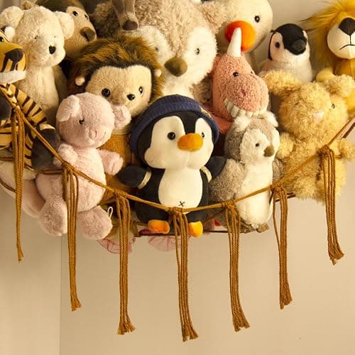 mirolam Stuffed Animal Hammock-Large Stuffed Animal Net For Toys Corner-Hanging Stuff Animal Toy Storage Organizer For Plush Plushie Display Caramel Toy Storage Girl Room Bedroom Boho Nursery Decor thumbnail 4