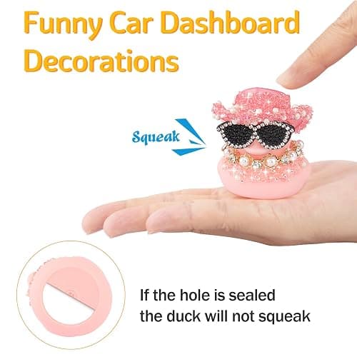 wonuu Color Diamond Funny Rubber Duck Car Ornaments Dashboard Decorations for Car Accessories Single-Character Pearl and Diamond Necklace, Blue thumbnail 6