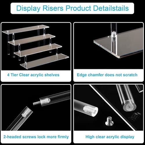 HENABLE 4 Tier Acrylic Perfume Organizer Stand, Clear Display Risers for Perfume, Cologne, Cosmetic, Skincare, Funko POP, Dessert Display, Cupcake Stand Holder thumbnail 5