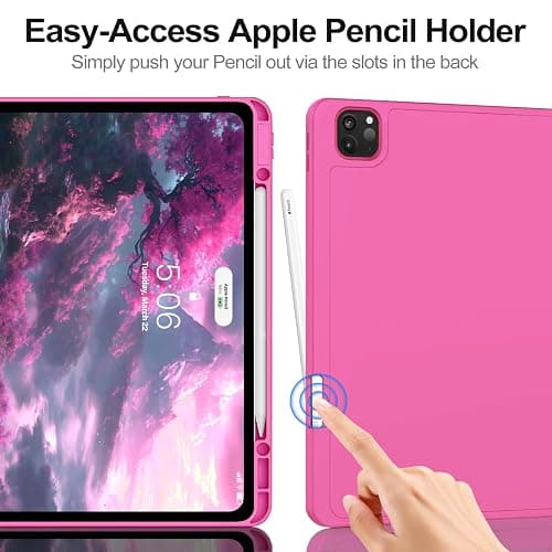 ZOVEEK Case for iPad Air 13 Inch M3/M2 (2025/2024) & iPad Pro 12.9 Inch 6th/5th/4th/3rd Generation 2022/2021/2020/2018 with Pencil Holder, Slim Trifold Stand, Supports Auto Wake/Sleep, Rose Pink thumbnail 3