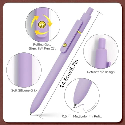 UIXJODO Colored Pens, 12 Pcs Colorful Pens Fine Point Smooth Writing Pen, 0.5mm Colored Ink Gel Pen for Journaling Note Taking, School Supplies Gifts for Women (12 Pcs Gold Vibrant and Vintage) thumbnail 4