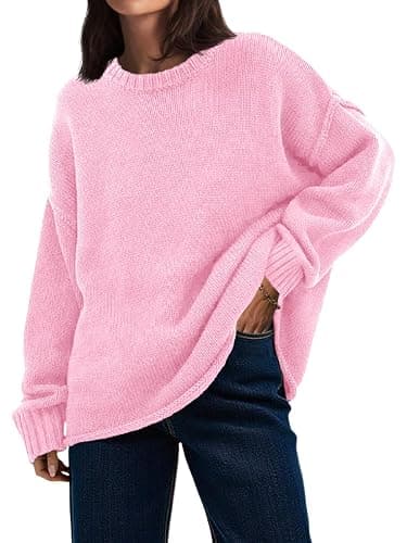 Saodimallsu Womens Oversized Crew Neck Sweaters Long Sleeve Slouchy Knit Fall Casual Loose Pullover Tops - Image 1