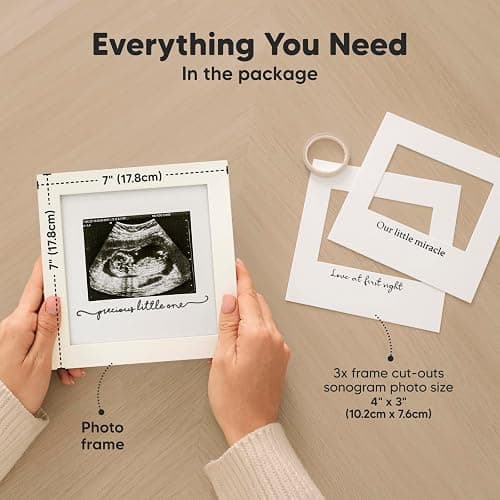 KeaBabies Baby Sonogram Picture Frame - Modern Ultrasound Picture Frames for Mom to Be, First Pregnancy Gifts for Expecting Mom & First Time Dad, Baby Gender Reveal Gifts (Alpine White) thumbnail 2