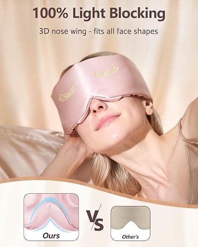 BeeVines Pure Silk 3D Sleep Mask for Women, Luxury 100% 22 Momme Mulberry Silk 3D Contoured Eye Mask for Lash Extensions, Zero Eye Pressure & Blackout Blindfold for Sleeping, with Adjustable Band thumbnail 4
