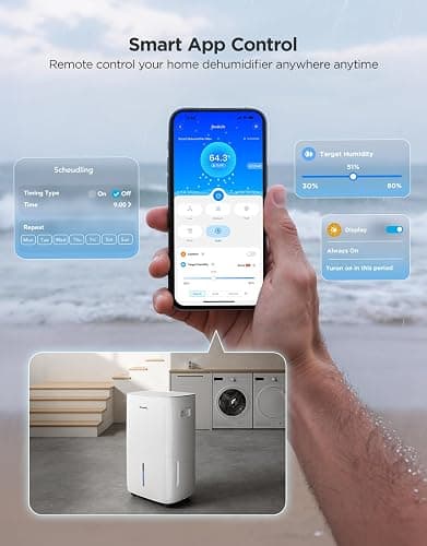 GoveeLife Dehumidifier for Home 4,500 Sq.Ft, 50 to 137 Pint Smart Auto Humidity Control, Drain Hose, 2.0Gal Bucket, Compressor Dehumidifiers for Basement with Auto Shut Off, Bathroom, Bedroom, Garage thumbnail 9