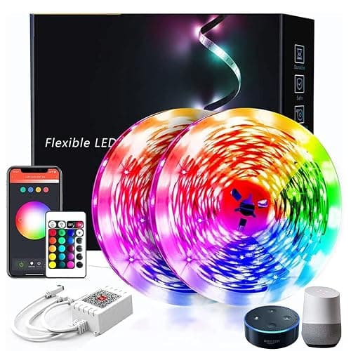phopollo Led Strip Light 20m Compatible for Alexa & Google Home, Smart WiFi App Control, Music Sync Mode with Mic, Flexible Led Lights for Bedroom, Gaming Room (10mx2) - 20m thumbnail 2