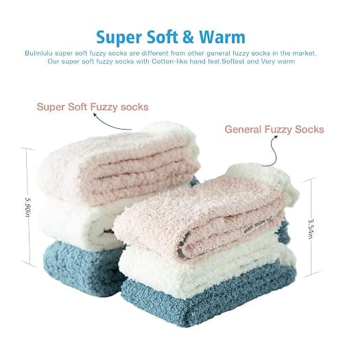 Bulinlulu Fuzzy Socks with Grips Plush Sleep Cozy Winter Soft Hospital Fluffy Socks Gifts for Womens Mens Gifts thumbnail 3