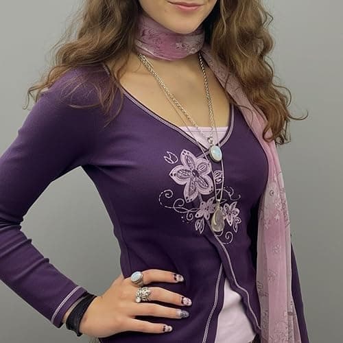 Y2k V Neck Floral Tops Women Fairy Grunge Vintage Long Sleeve Top 2000s Emo Graphic Cute Teen Girls Clothe thumbnail 4