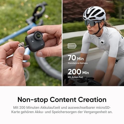 Insta360 GO Ultra Creator-Bundle Polarweiß - freihändige 4K Mini-Cam, leicht & mobil, top bei wenig Licht, überall anbringbar, FlowState-Stabilisierung, 200 Min Akku, 10 m wasserdicht, Lauf-Cam thumbnail 7