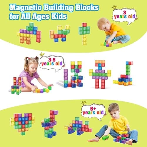Caferria 1.4 inch Large Magnetic Blocks for Kids, 30pcs Magnet Building Blocks, Preschool STEM Sensory Montessori Stacking Cubes Educational Building Toys for 3 4 5 6 7 8 Year Old Boys Girls thumbnail 6