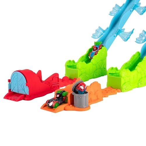 Marvel Spidey and His Amazing Friends Spidey’s Mega Jump HQ Track - 39-Inch Dual Race Track with Elevator, Control Center, Web Tunnels and Two Exclusive Amazing Metals Vehicles thumbnail 8