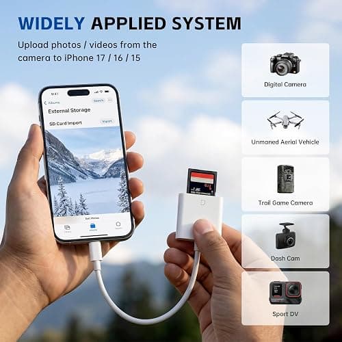 MTIQHS USB C SD Card Reader, Type C Memory Digital Camera Adapter | White, Trail Game Camera Viewer, USB C Memory Card Reader for iPhone 17/16/15,iPad,MacBook,iMac,Galaxy,Android thumbnail 4
