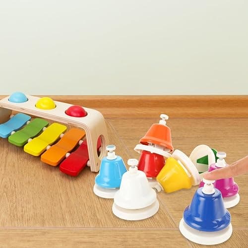 MUXHEL 8 Pcs Rainbow Desk Bells, 8 Notes Diatonic Metal Musical Bells, Musical Bells Musical Learning for Musical Teaching Church thumbnail 7
