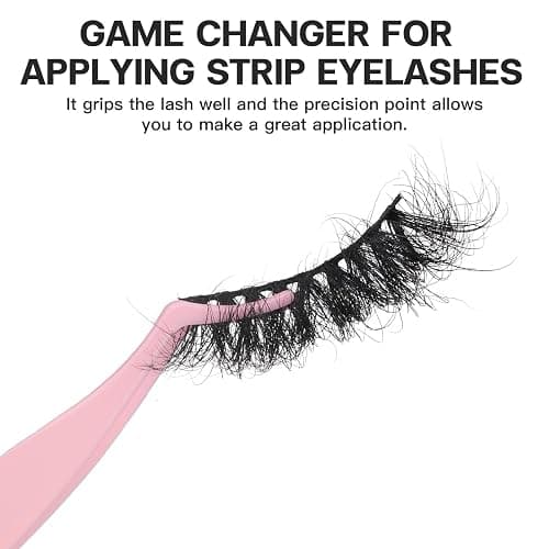 Pretty memory Eyelash Applicator Tool DIY False Curved Eyelash Extension Tweezer for Volume Lashes Application and Removal, Pink - Pink thumbnail 4