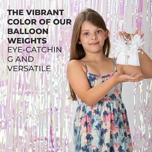 White Balloon Weights Pack of 12 with 5 Rolls White Crimped Ribbon, Well Made Durable Balloon Anchors for Parties, Birthdays, Weddings, and Professional Event Decorations thumbnail 6